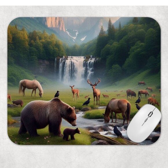 Wildlife Mountain Animals Non Slip Custom Mouse Pad - Picture 1 of 2